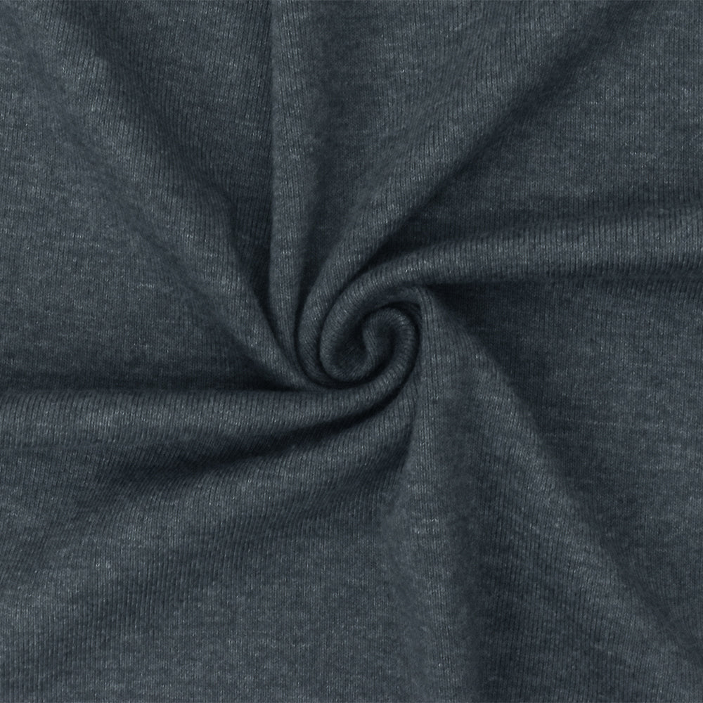 1 Yard Heather Gray Rib Knit Fabric Organic Cotton Poly Spandex Blend 47 Inches Width