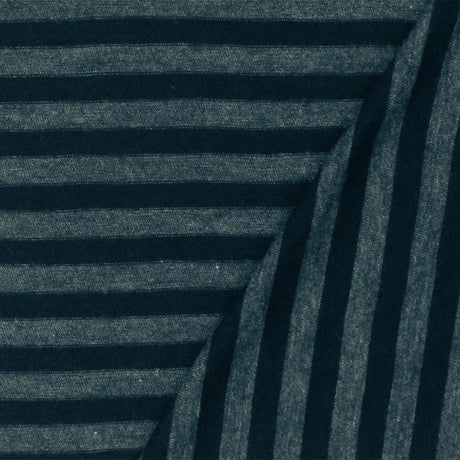 1 Yard Soft Stretch Jersey Knit with Dark Navy & Gray Stripes Organic Cotton Blend for Tees & Casualwear, 46 Inches Wide