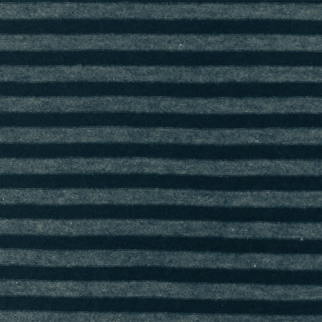 1 Yard Soft Stretch Jersey Knit with Dark Navy & Gray Stripes Organic Cotton Blend for Tees & Casualwear, 46 Inches Wide