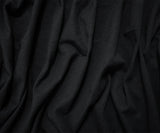 1 Yard Black Organic Cotton Knit Fabric, Soft Matte Texture with Natural Stretch, 61 Inches Wide