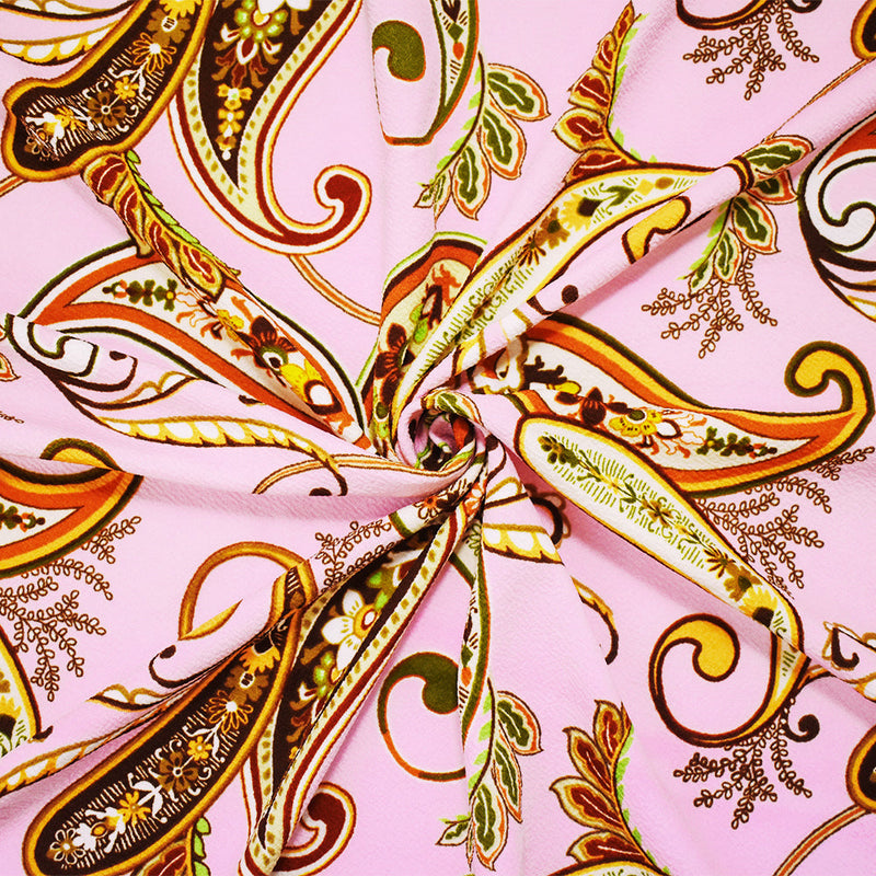 1 Yard Multi Color Paisley Poly Spandex Liverpool Double Knit Fabric 60 Inches