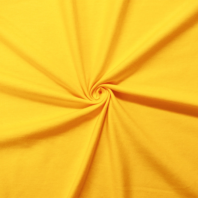 1 Yard Vibrant School Yellow Cotton Stretch Jersey Knit with Spandex, 62 Inch Width