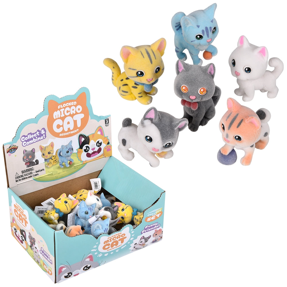 Flocked Micro Cats Assortment (24 Ct)
