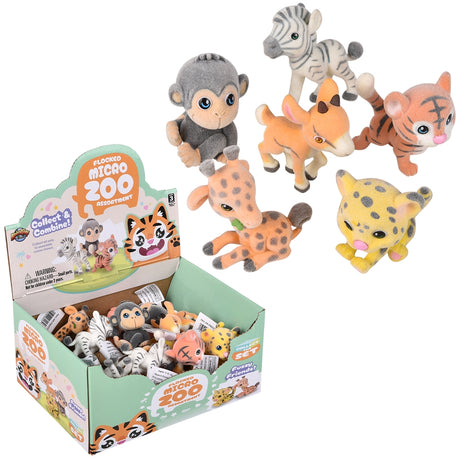 Flocked Micro Zoo Assortment (24 Pc Display)