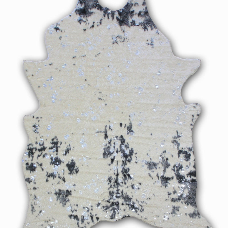 Vegan Cream Metallic Shiny Glow Faux Hide Area Rug/Carpet for Elegant Décor