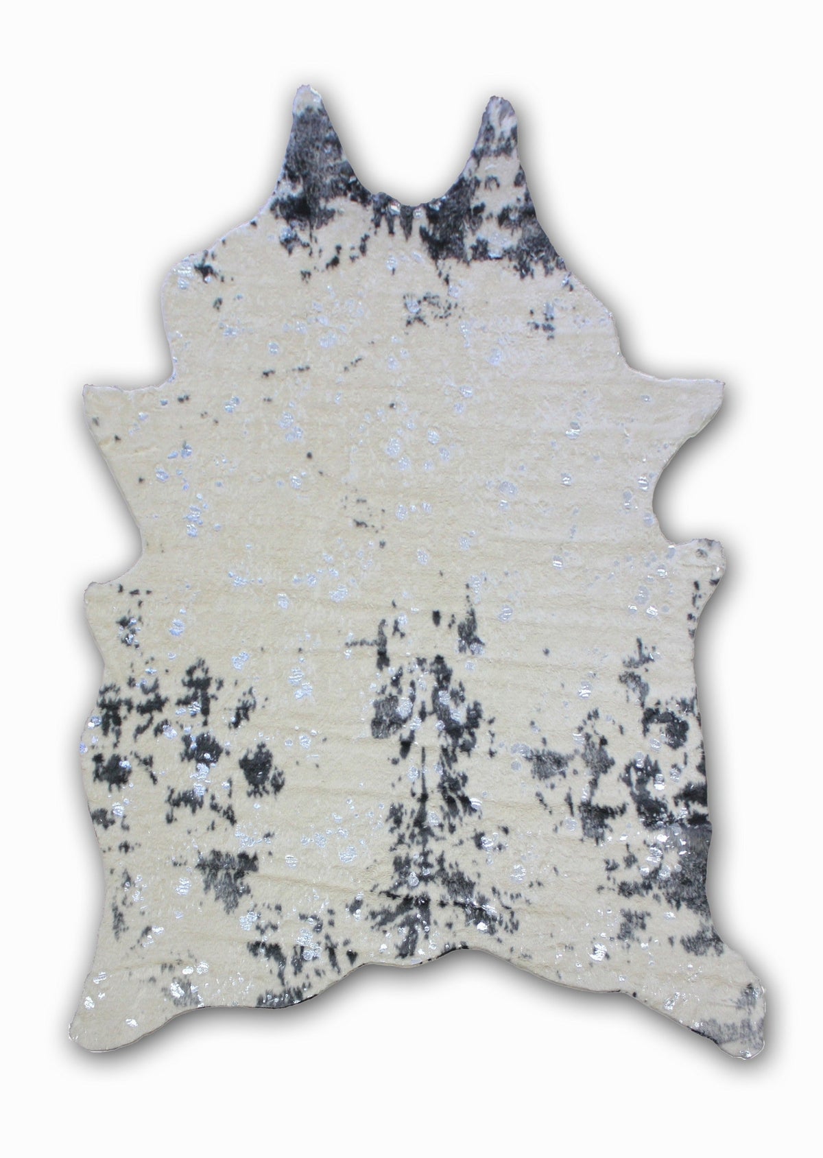 Vegan Cream Metallic Shiny Glow Faux Hide Area Rug/Carpet for Elegant Décor