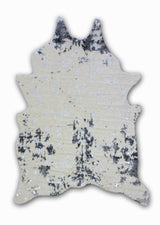 Vegan Cream Metallic Shiny Glow Faux Hide Area Rug/Carpet for Elegant Décor