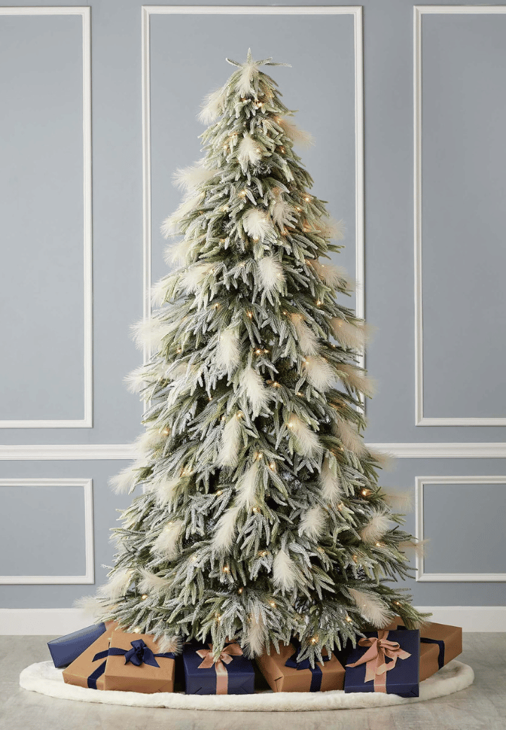 7.5' Pine and Pampas Artificial Christmas Tree with 550 Warm White LED Lights