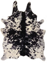 Vegan Cowhide Faux Print Faux Fur Rug - Black White Cowhide Print, 5' X 7' (1 Rug)
