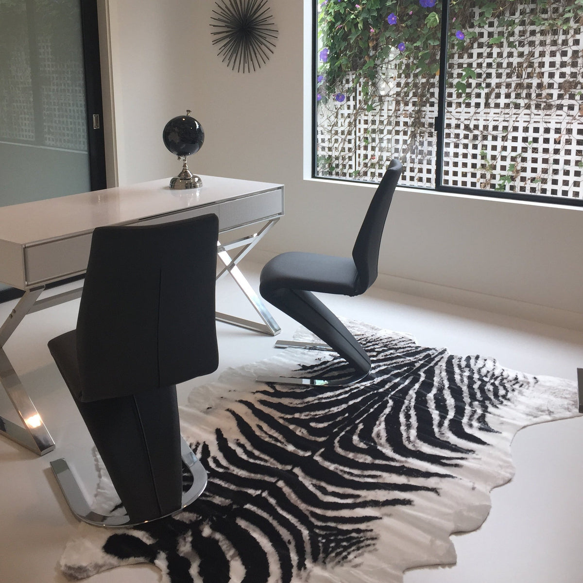 Zebra Print Vegan Faux Hide Area Rug/Carpet