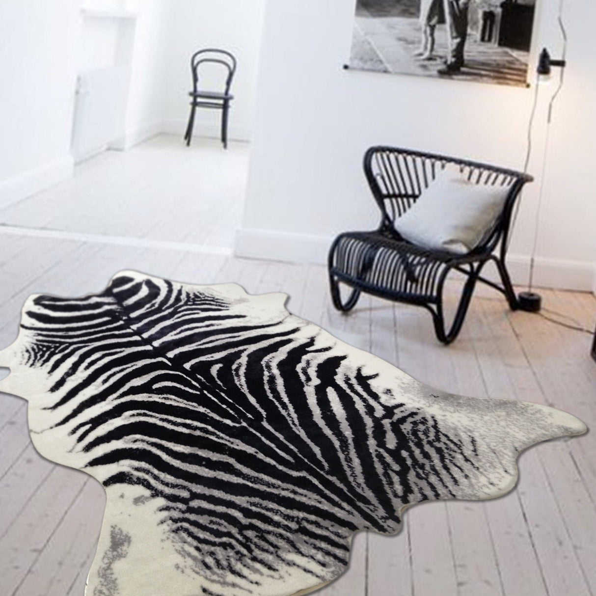 Zebra Print Polyester Faux Fur Rug - Zebra Animal Print, 5' X 7' (1 Rug)