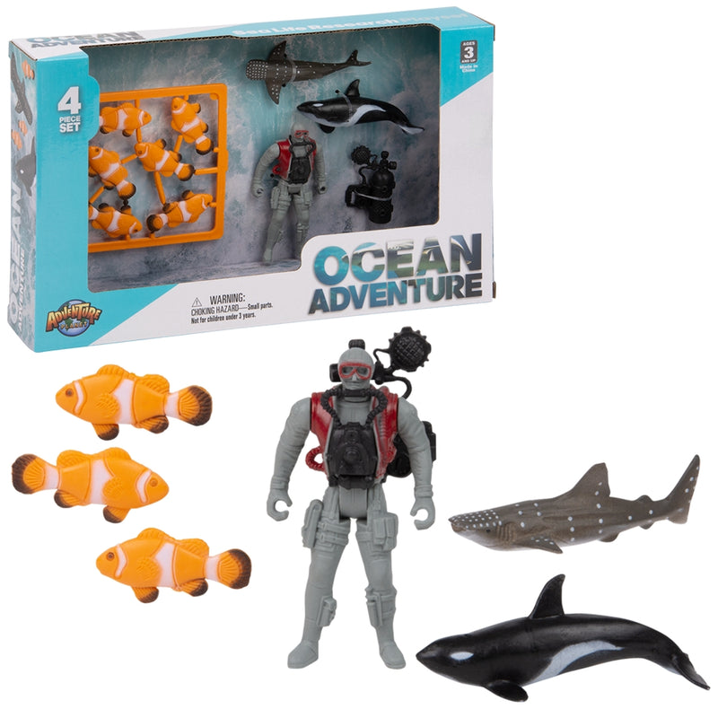 Ocean Research Pod Whale And Shark Figurine Set