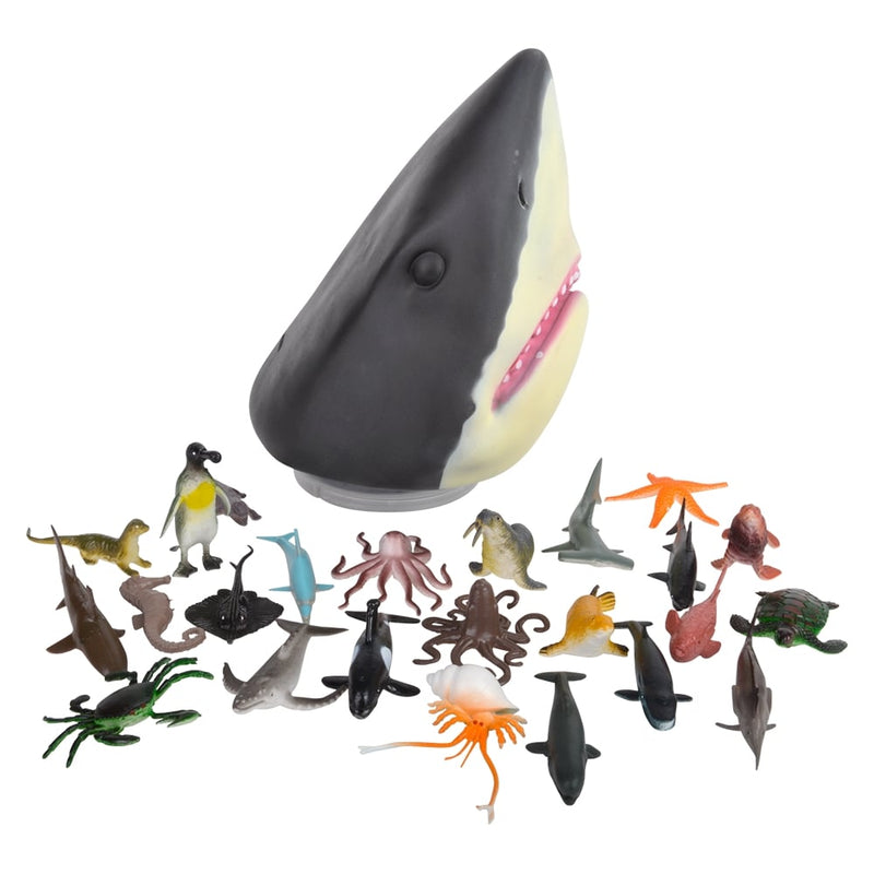 Aquatic Animal Set With Shark Head Case (24 PC)