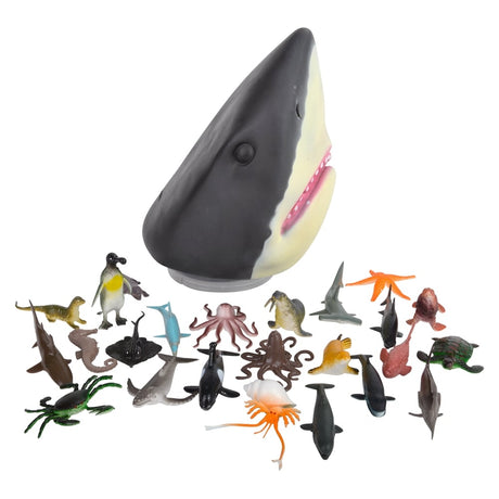 Aquatic Animal Set With Shark Head Case (24 PC)