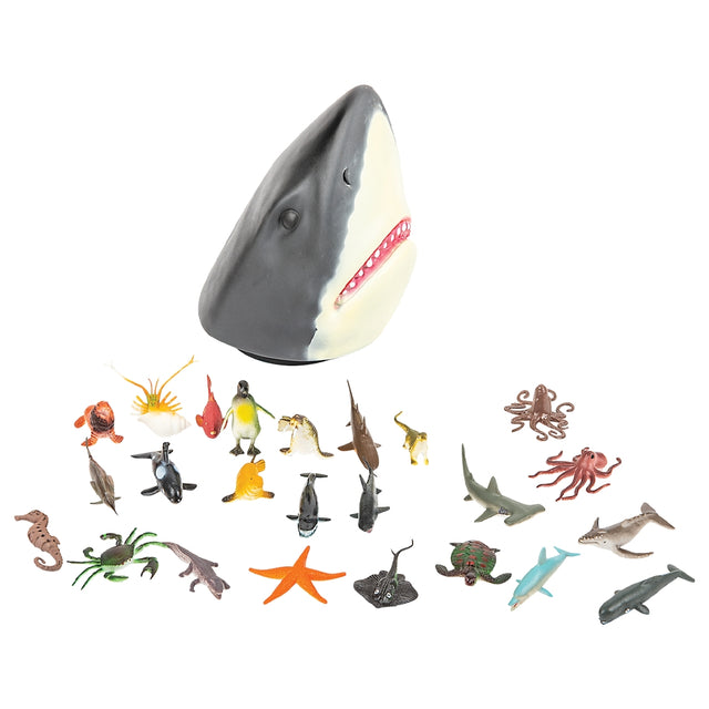 Aquatic Animal Set With Shark Head Case (24 PC)