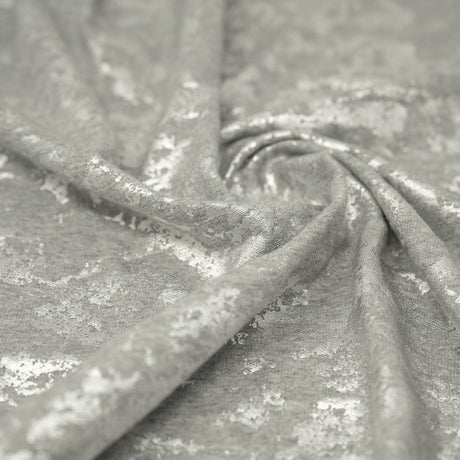Cloud 9 Foil Printed Brushed Terry Fleece Fabric - Metallic Speckled Foil Print, 57" Width (1 Yard)