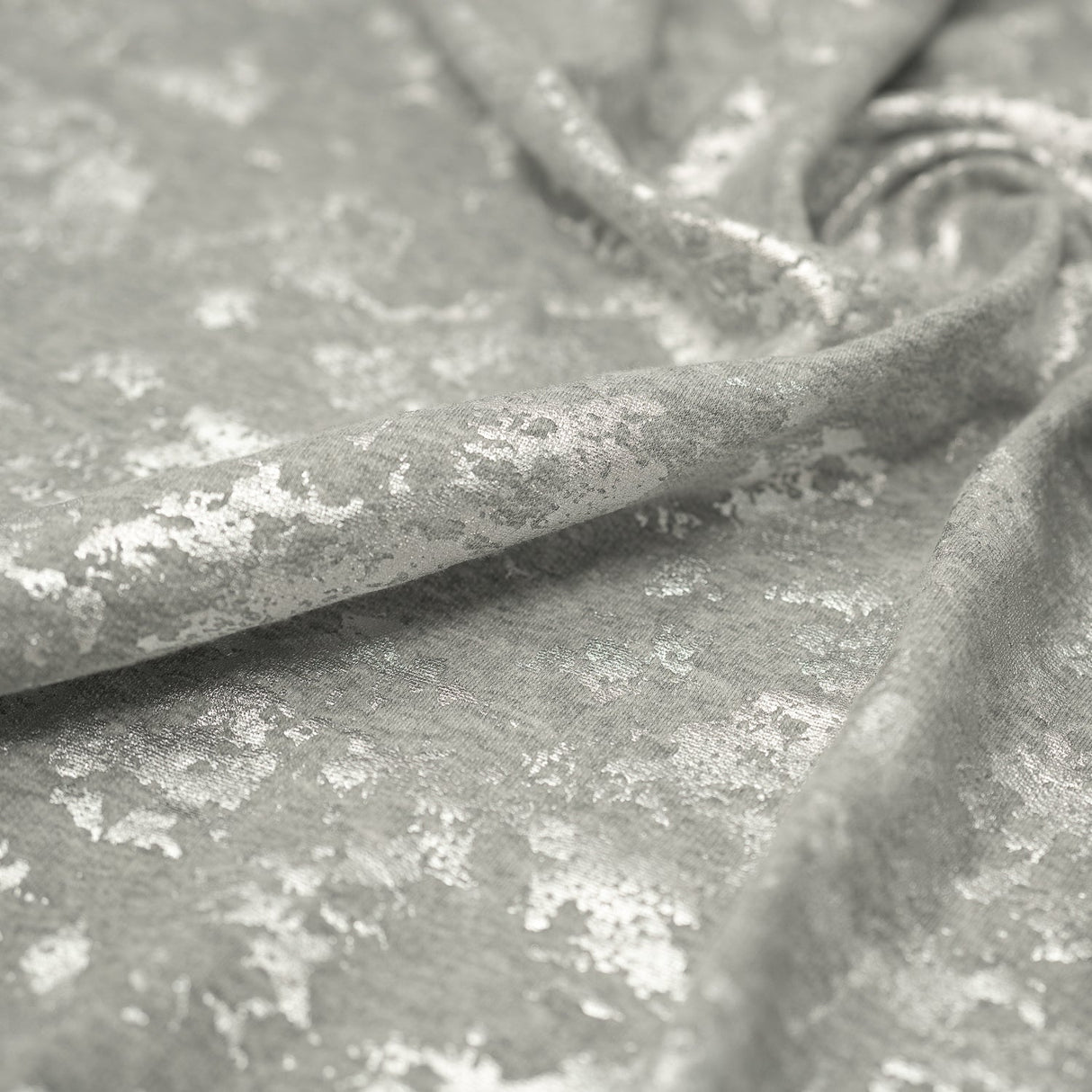 Cloud 9 Foil Printed Brushed Terry Fleece Fabric - Mauve/Rose Gold, Gray/Silver, 57" Width (1 Yard)