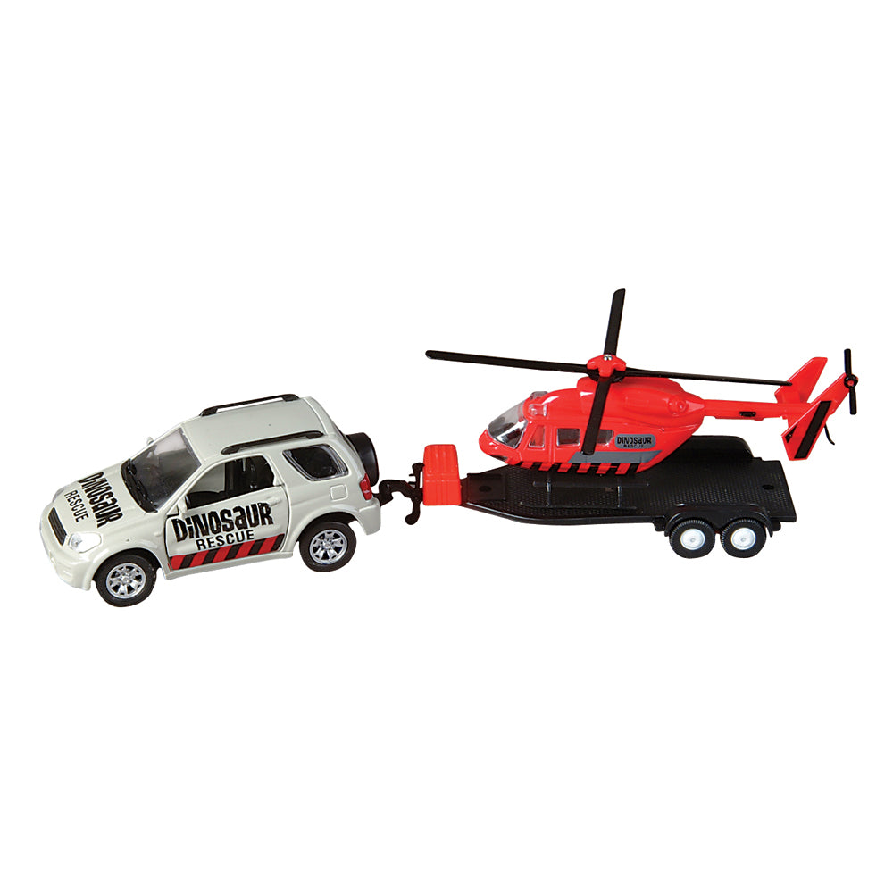 Dinosaur Die-Cast Rover and Helicopter Set