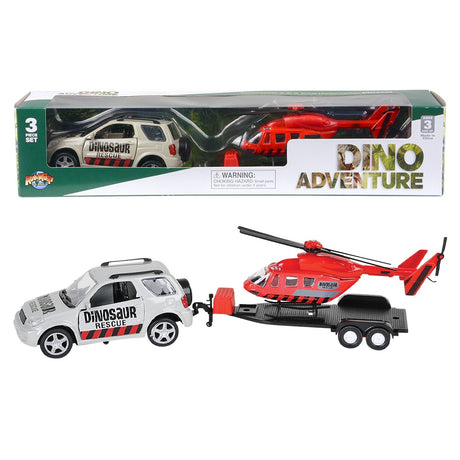 Dinosaur Die-Cast Rover and Helicopter Set
