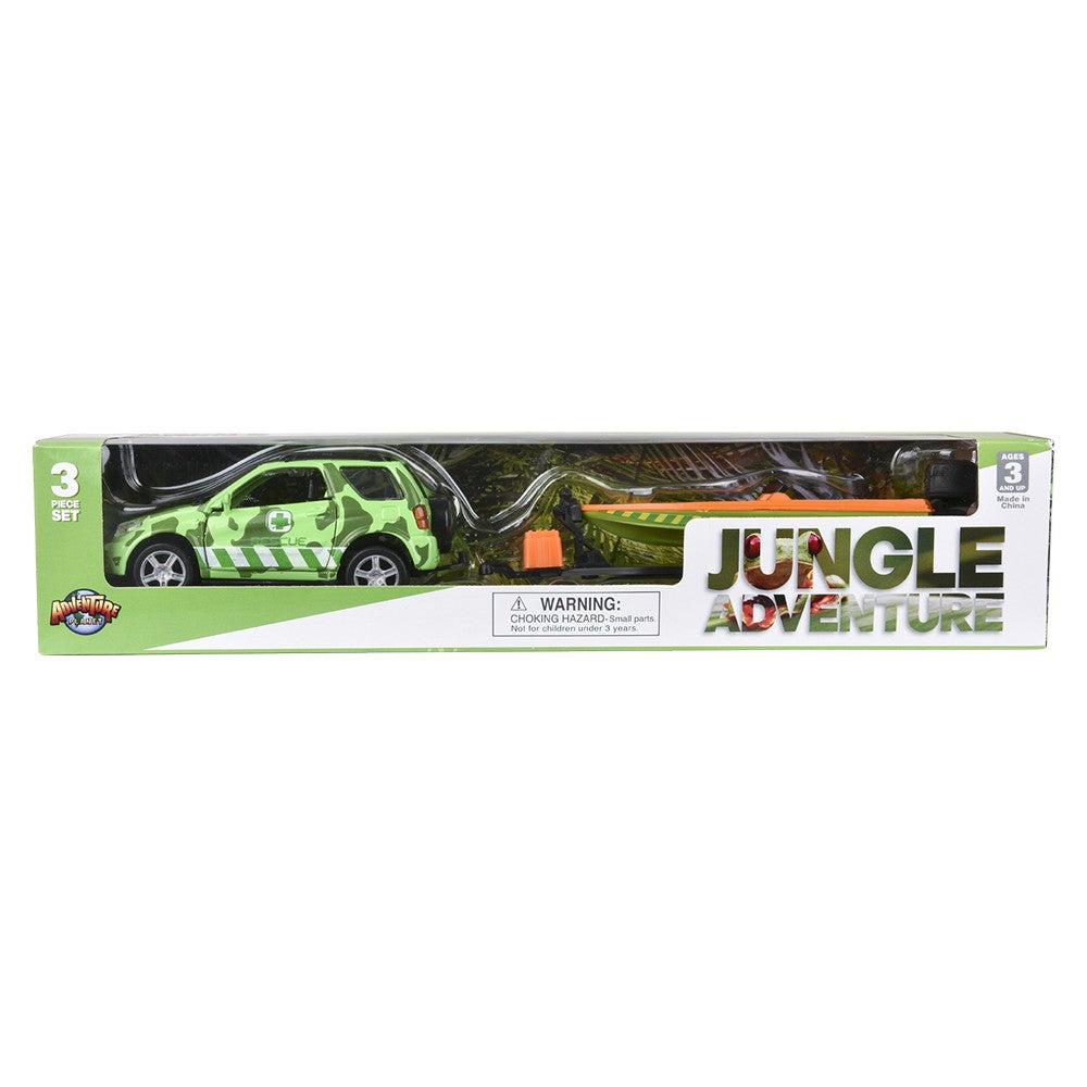 Die-Cast Jungle Rover and Speedboat Set