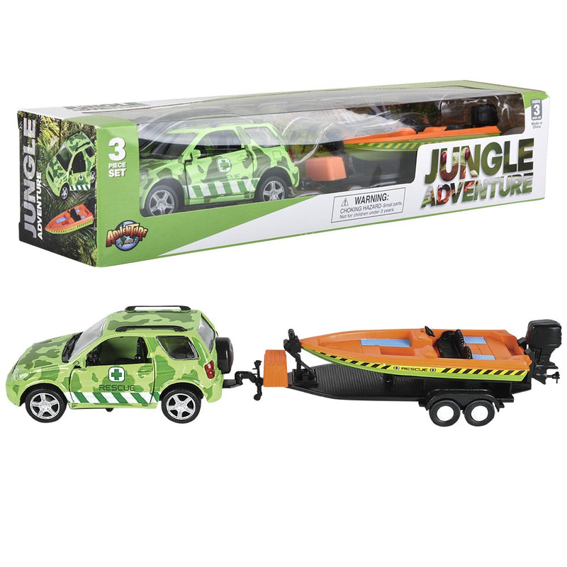 Die-Cast Jungle Rover and Speedboat Set