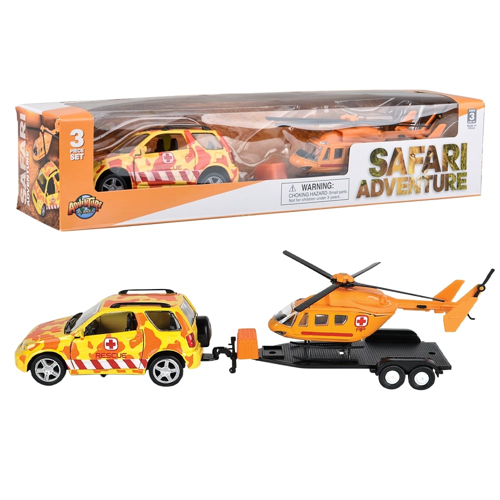 Safari Die-Cast Rover and Helicopter Set
