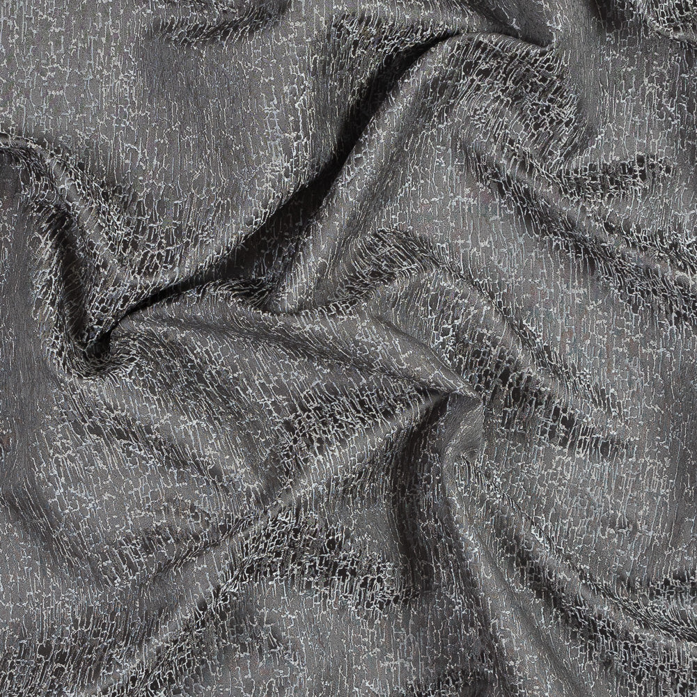 Satin-Face Jacquard - Slate Crackle - British Imported