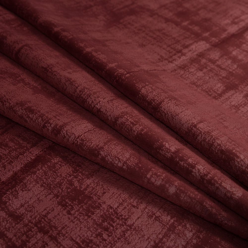 Embossed Textured Velvet - Claret - British Imported