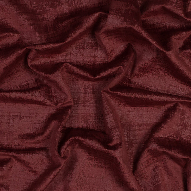 Embossed Textured Velvet - Claret - British Imported
