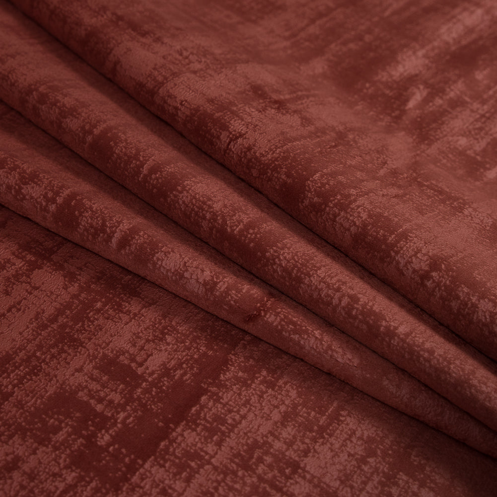 Embossed Textured Velvet - Crimson - British Imported