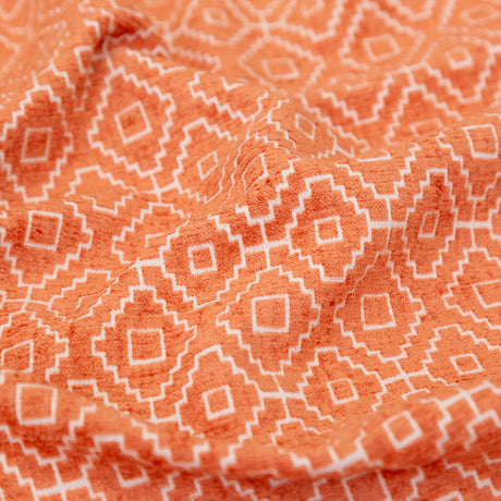 Chenille Jacquard - Nectarine Diamond Geometric - British Imported