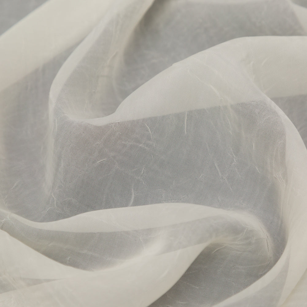 Wrinkled Drapery Sheer Fabric - Oyster - British Imported
