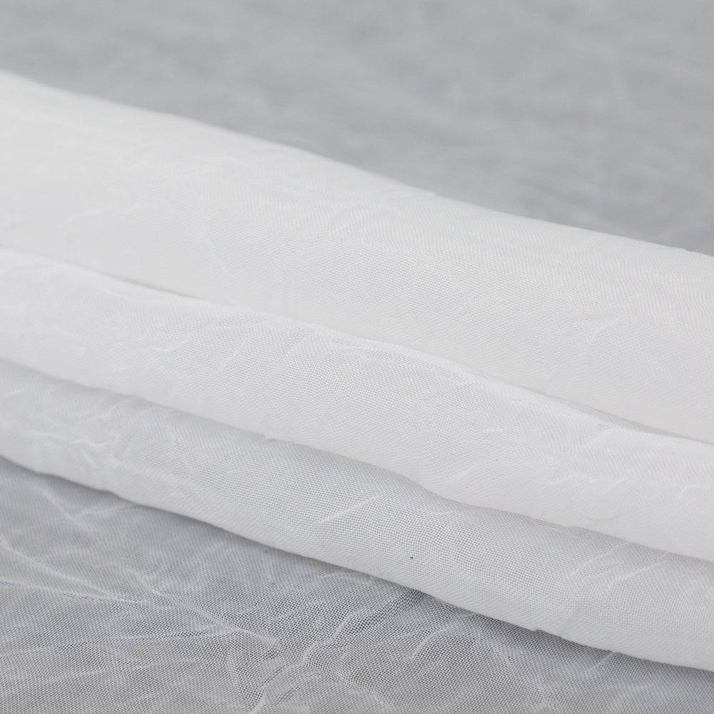 Wrinkled Drapery Sheer Fabric - Snow - British Imported