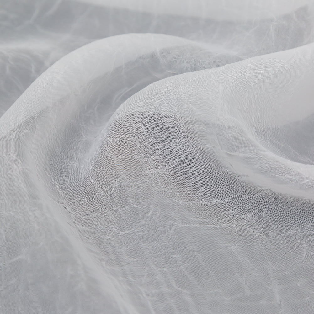 Wrinkled Drapery Sheer Fabric - Snow - British Imported