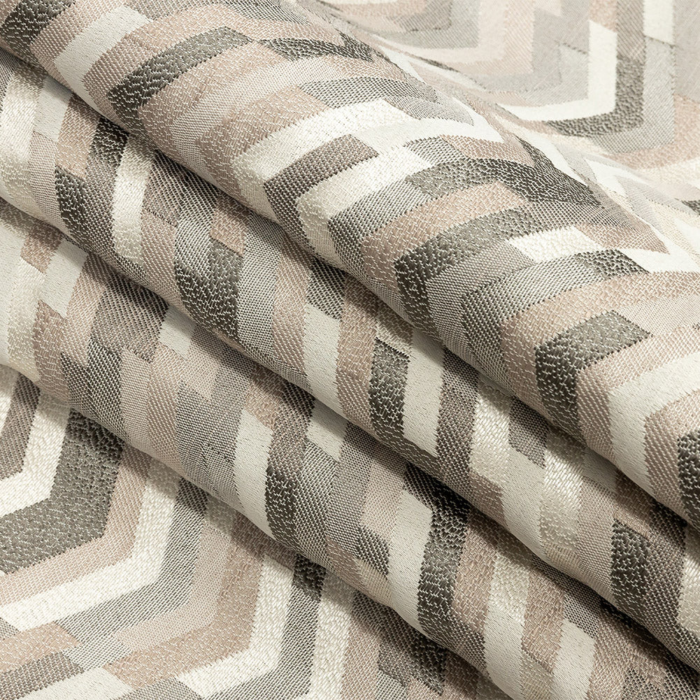 Polyester Jacquard - Blush Tactile Zig Zags - British Imported