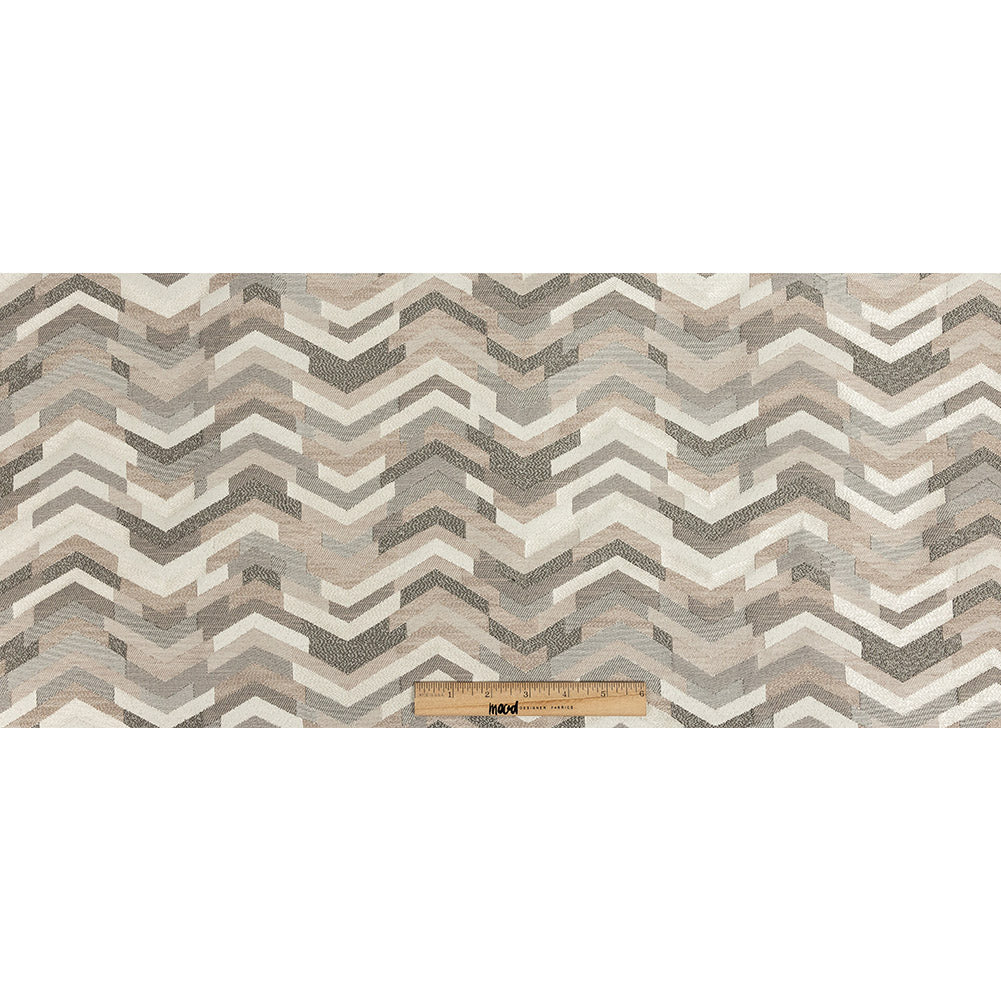 Polyester Jacquard - Blush Tactile Zig Zags - British Imported