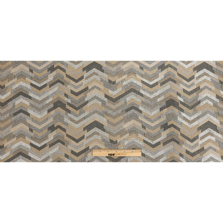 Polyester Jacquard - Graphite Tactile Zig Zags - British Imported