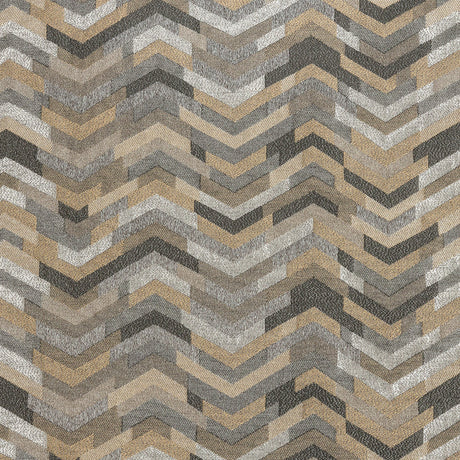 Polyester Jacquard - Graphite Tactile Zig Zags - British Imported