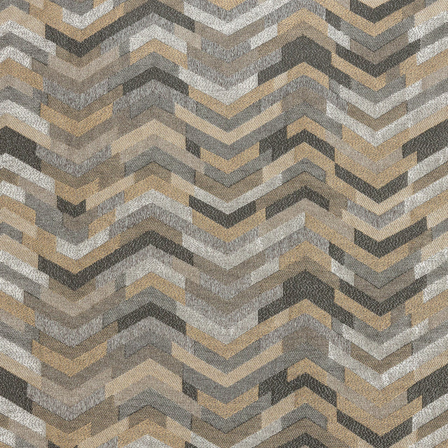 Polyester Jacquard - Graphite Tactile Zig Zags - British Imported