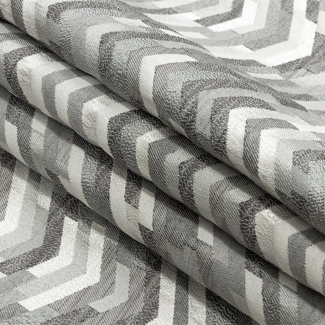 Polyester Jacquard - Silver Tactile Zig Zags - British Imported