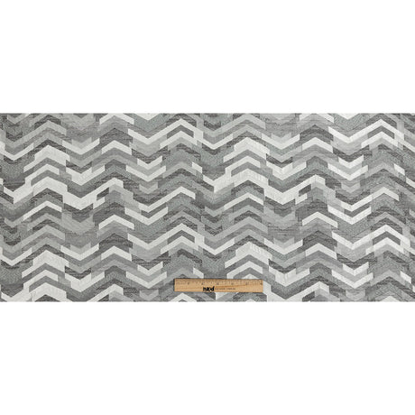 Polyester Jacquard - Silver Tactile Zig Zags - British Imported