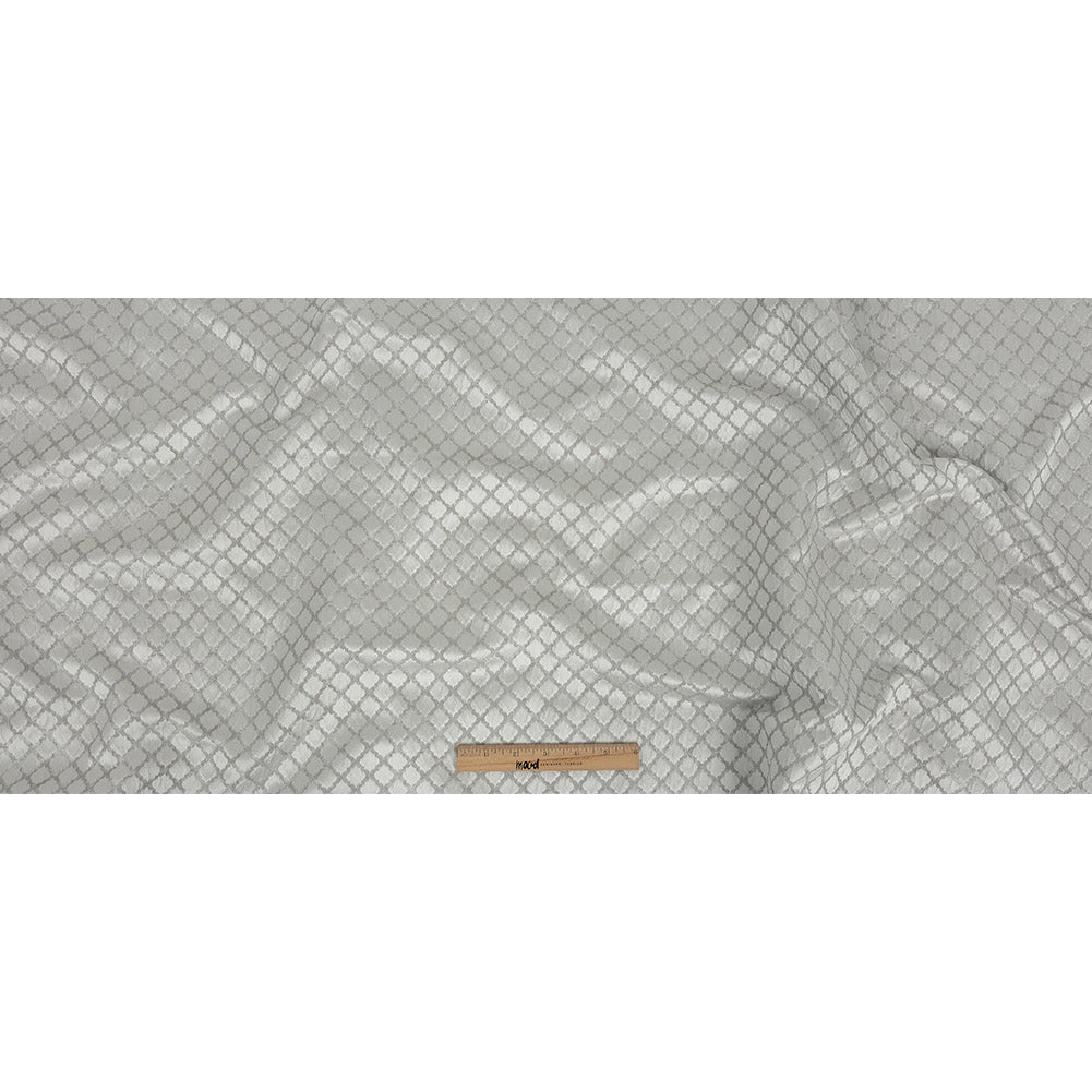 Drapery Jacquard - Platinum Moroccan Quatrefoil - British Imported