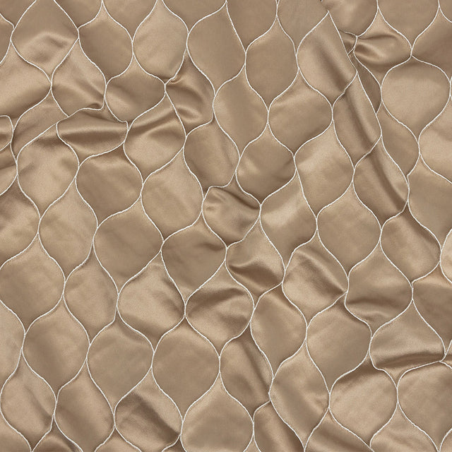 Satin-Faced Drapery Jacquard - Champagne Ogees - British Imported