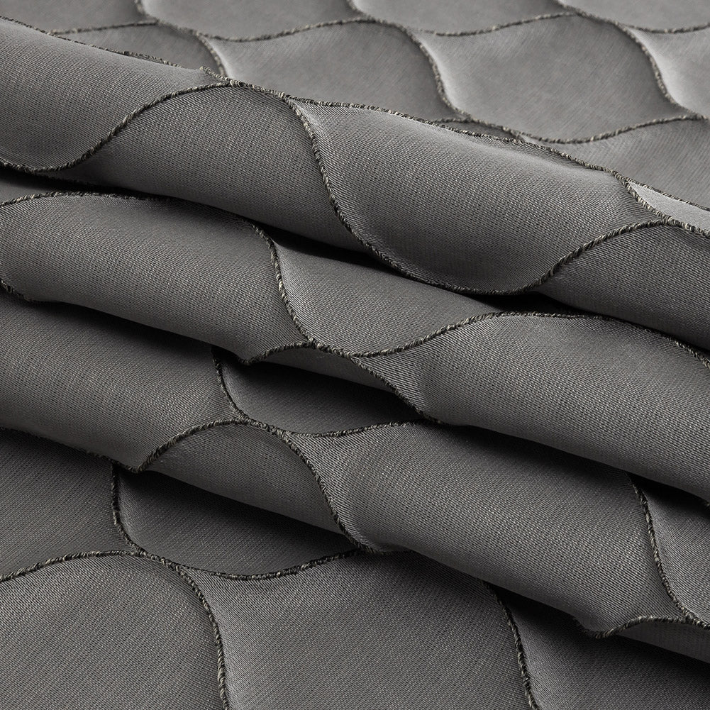 Satin-Faced Drapery Jacquard - Graphite Ogees - British Imported