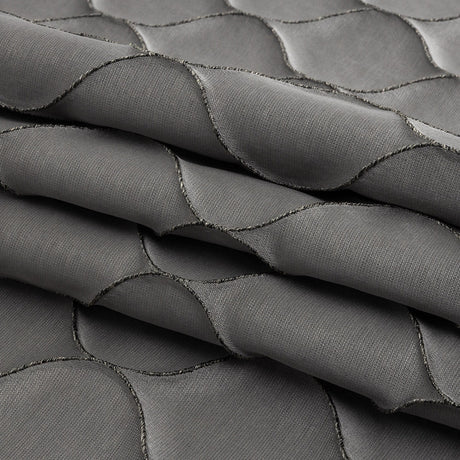 Satin-Faced Drapery Jacquard - Graphite Ogees - British Imported