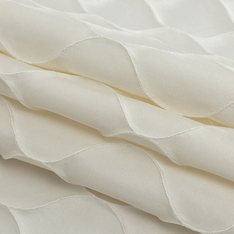 Satin-Faced Drapery Jacquard - Ivory Ogees - British Imported