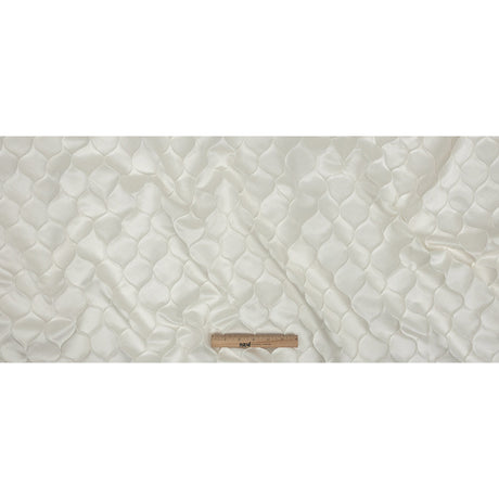 Satin-Faced Drapery Jacquard - Ivory Ogees - British Imported