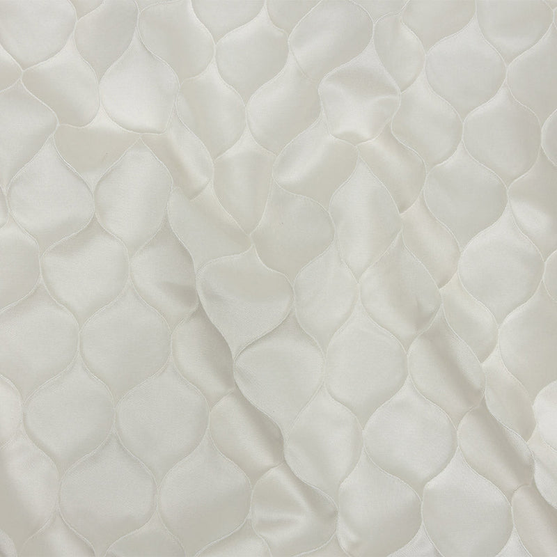 Satin-Faced Drapery Jacquard - Ivory Ogees - British Imported