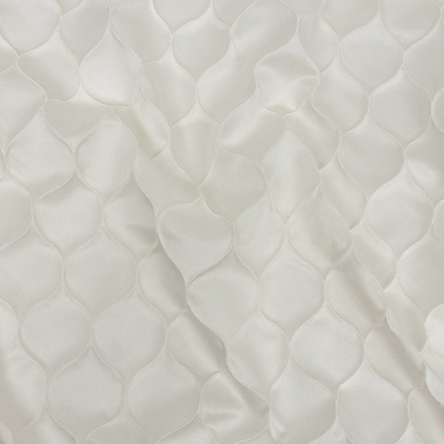 Satin-Faced Drapery Jacquard - Ivory Ogees - British Imported
