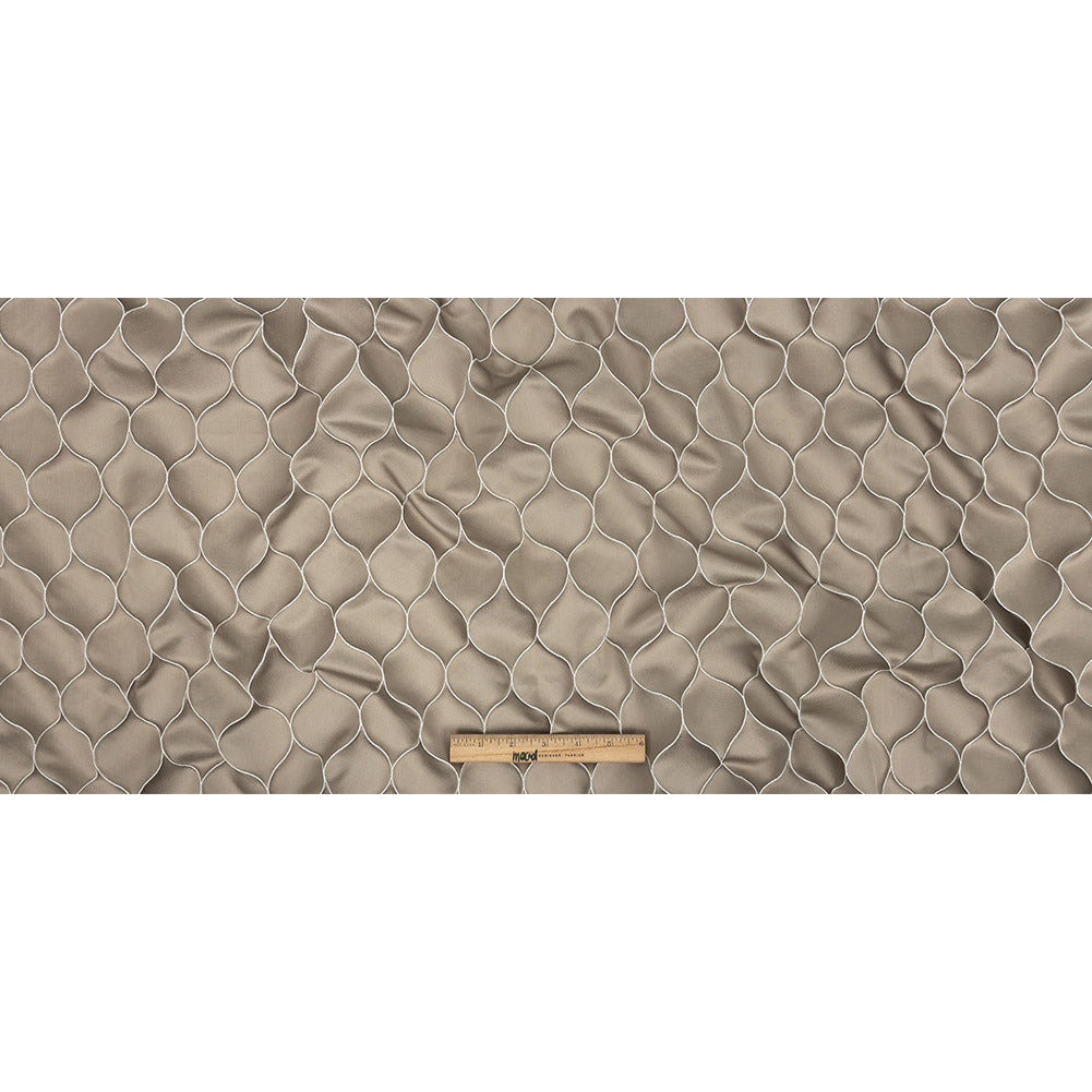 Satin-Faced Drapery Jacquard - Taupe Ogees - British Imported